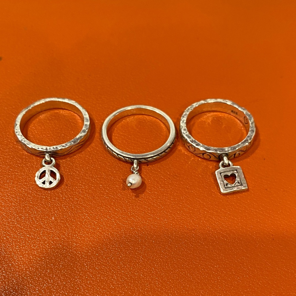 Brighton Sterling Silver Charm Ring Stack Size 8.5 - image 1